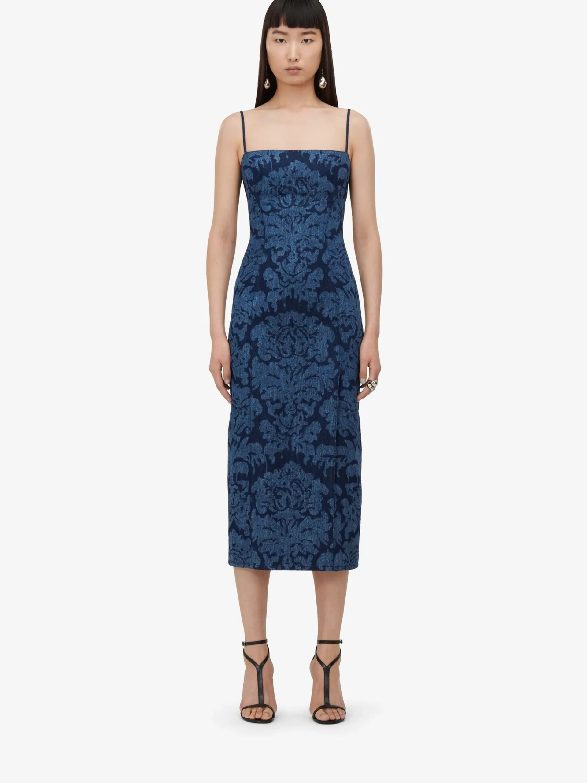 Fashion Alexander McQueen Women's Damask Pencil Dress in Denim