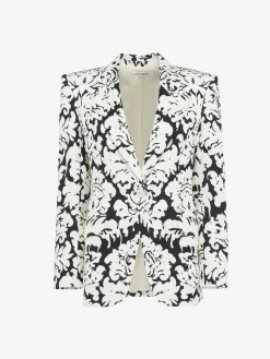 Fashion Alexander McQueen Women's Damask Single-breasted Jacket in Black/Ivory