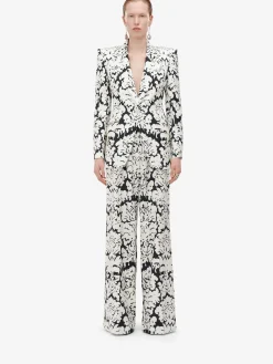 Fashion Alexander McQueen Women's Damask Single-breasted Jacket in Black/Ivory