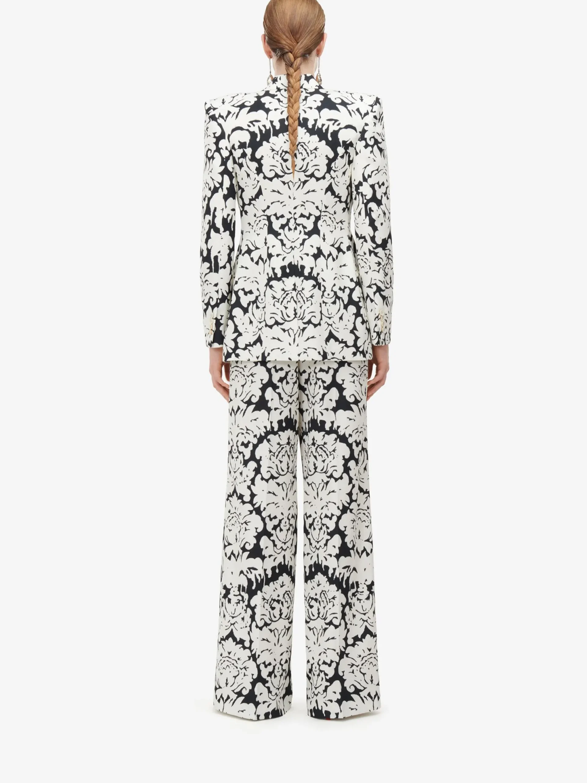 Fashion Alexander McQueen Women's Damask Single-breasted Jacket in Black/Ivory