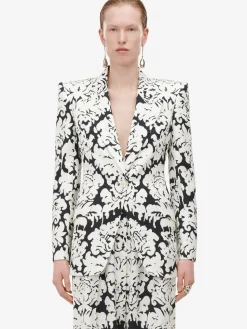 Fashion Alexander McQueen Women's Damask Single-breasted Jacket in Black/Ivory