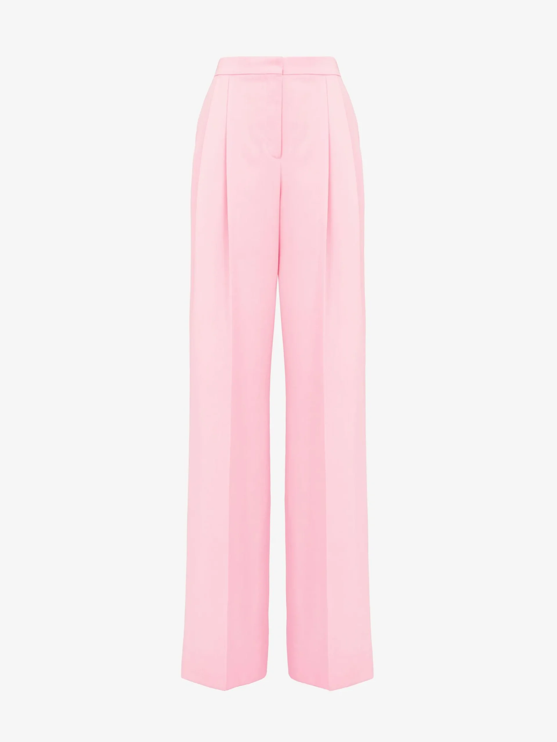 Discount Alexander McQueen Women's Double Pleat Wide Leg Trousers in Pale Pink