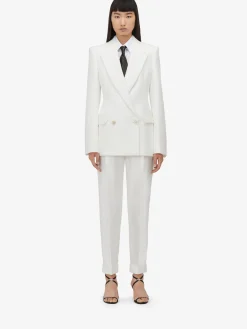 Shop Alexander McQueen Women's Double-breasted Jacket in Optic White