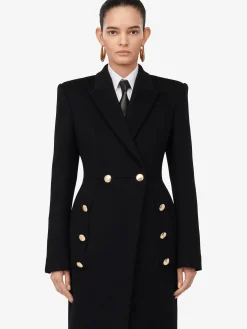 Flash Sale Alexander McQueen Women's Double-breasted Military Coat in Black