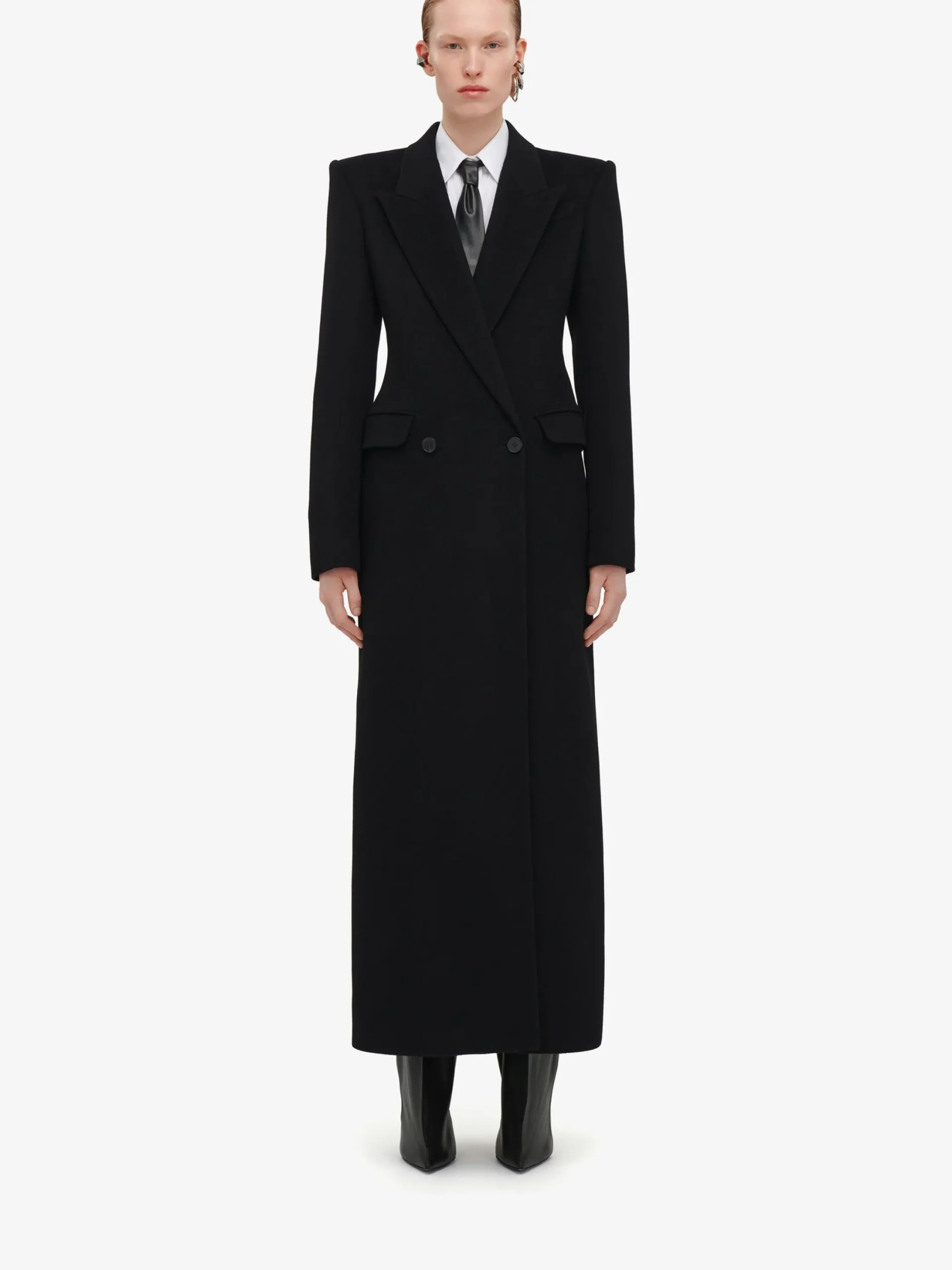Best Sale Alexander McQueen Women's Double-breasted Tailored Coat in Black