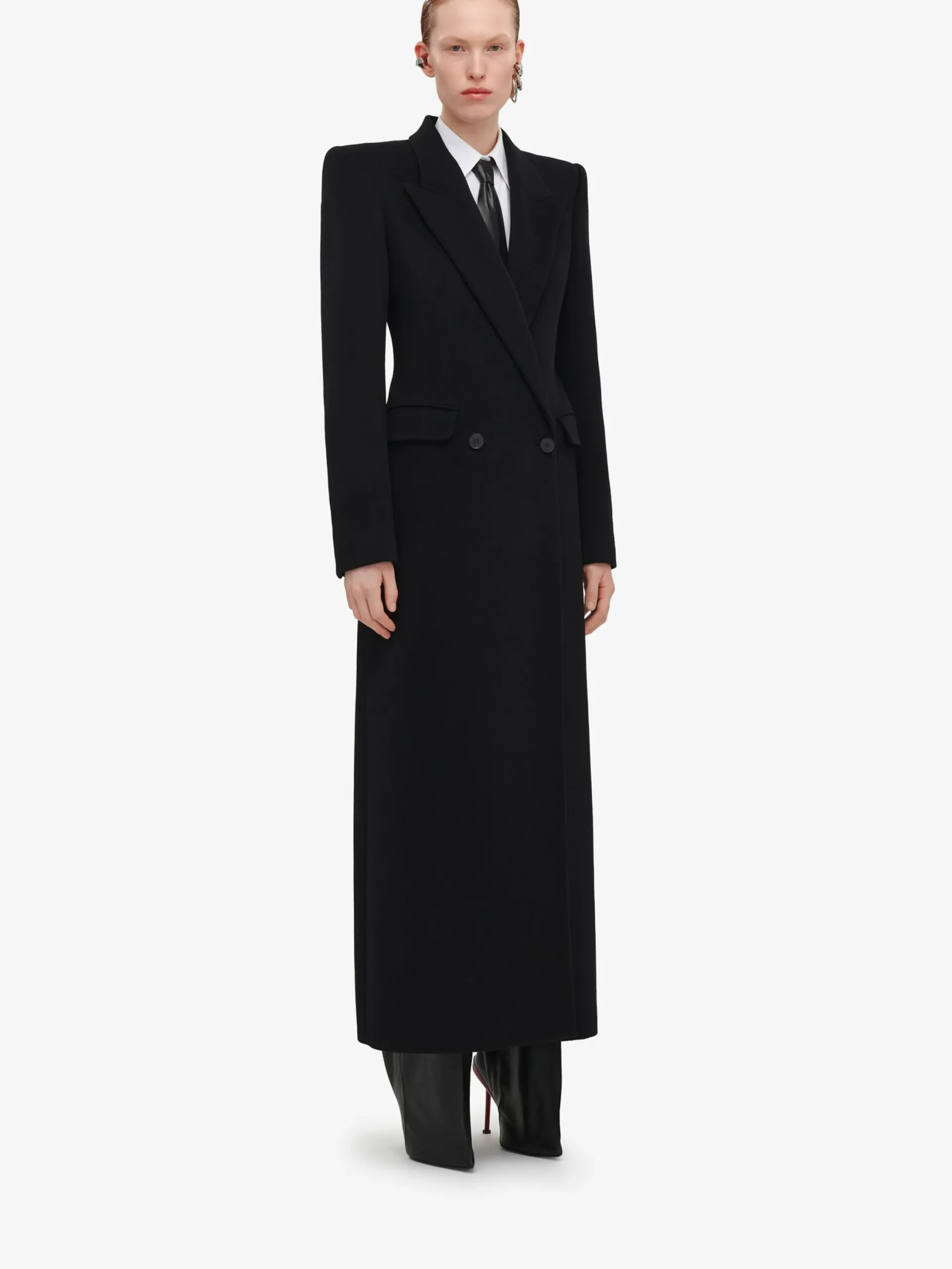Best Sale Alexander McQueen Women's Double-breasted Tailored Coat in Black