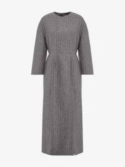 Discount Alexander McQueen Women's Dropped Shoulder Pencil Dress in Grey/ivory
