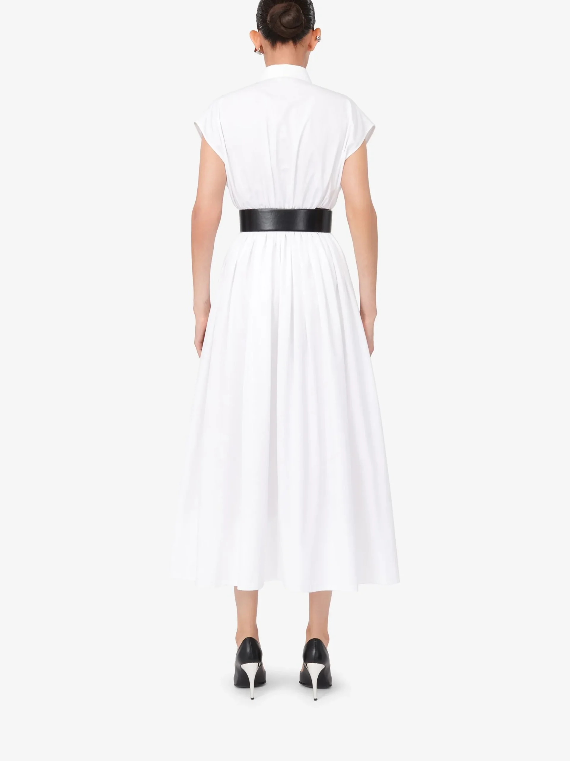 Fashion Alexander McQueen Women's Dropped Shoulder Shirt Dress in Optic White