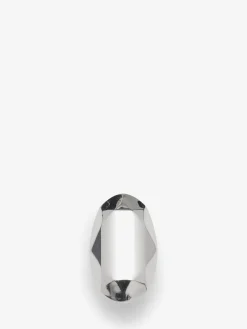 New Alexander McQueen Women's Elongated Faceted Ring in Antique Silver