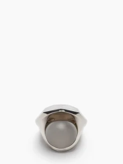 New Alexander McQueen Women's Elongated Faceted Ring in Antique Silver