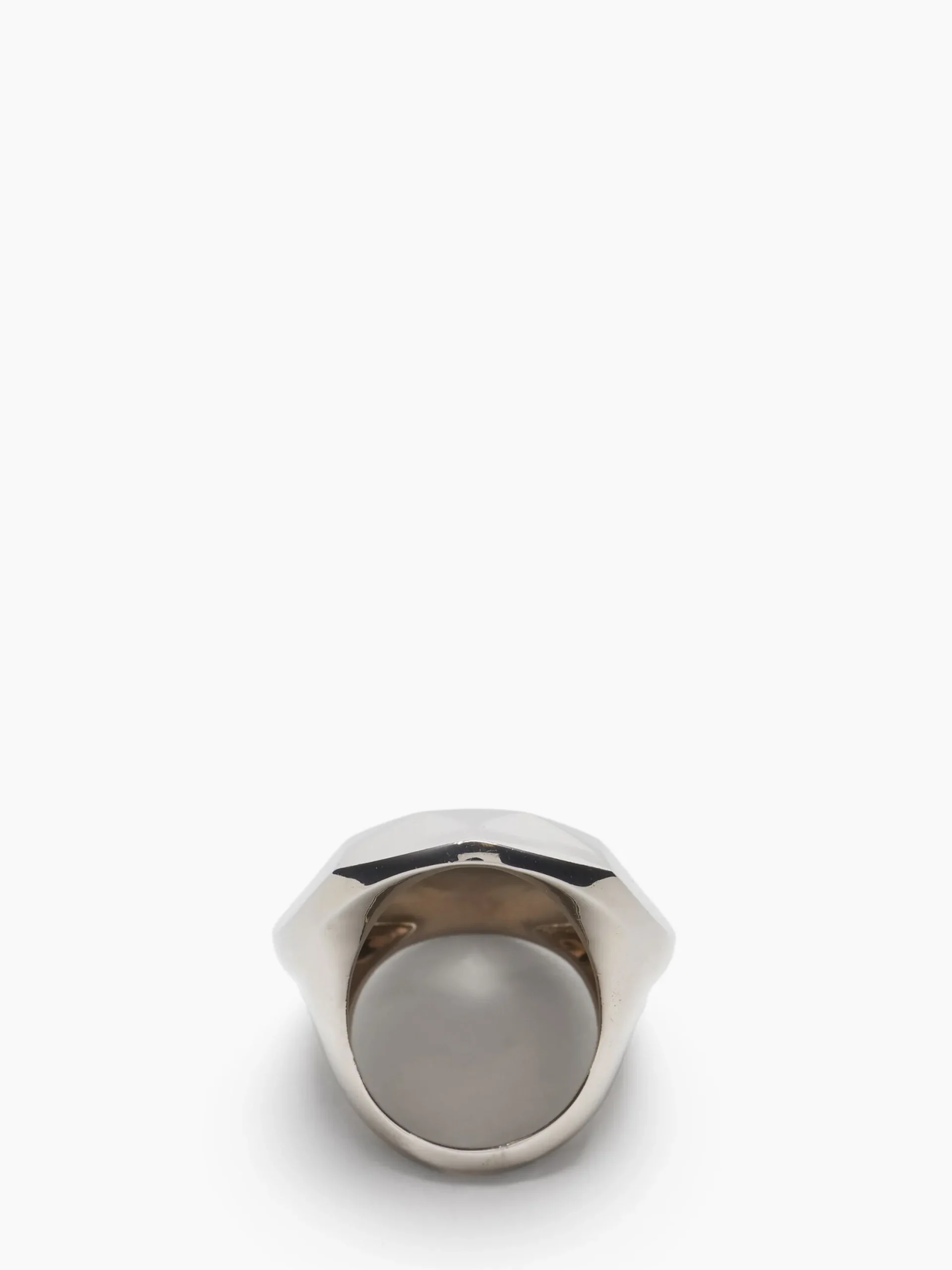 New Alexander McQueen Women's Elongated Faceted Ring in Antique Silver