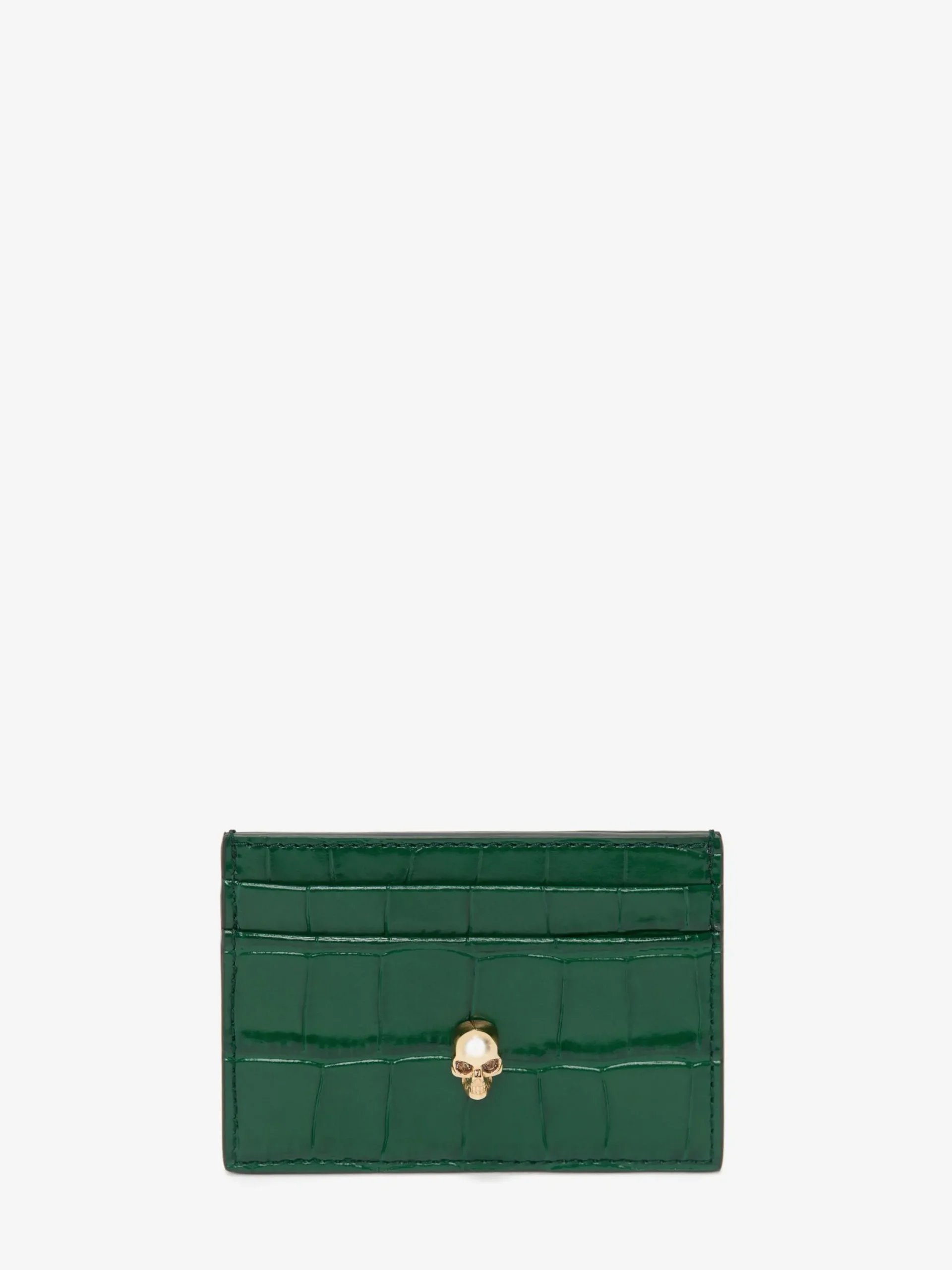 Best Alexander McQueen Women's Embossed Croc Card Holder in Emerald