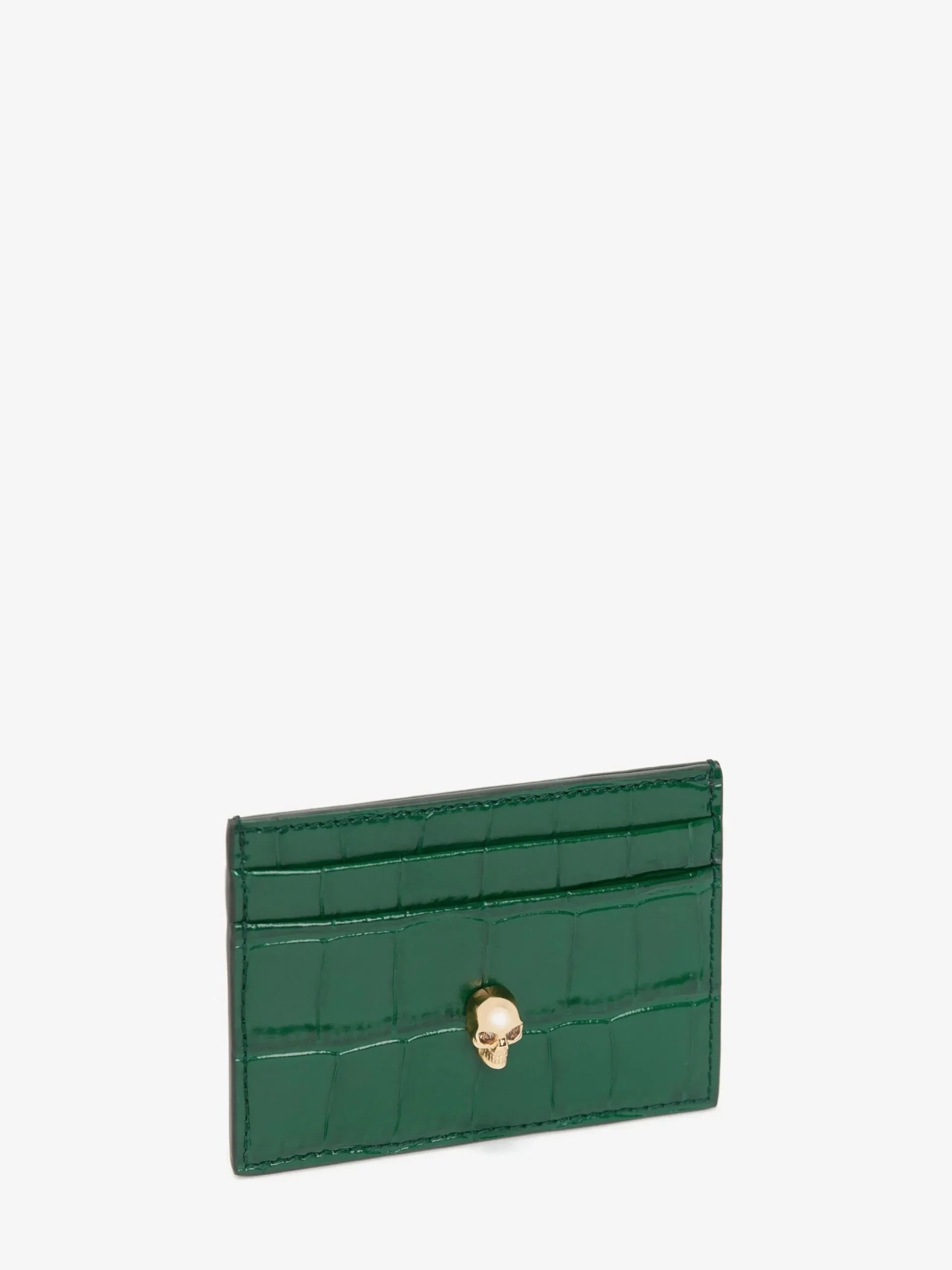 Best Alexander McQueen Women's Embossed Croc Card Holder in Emerald