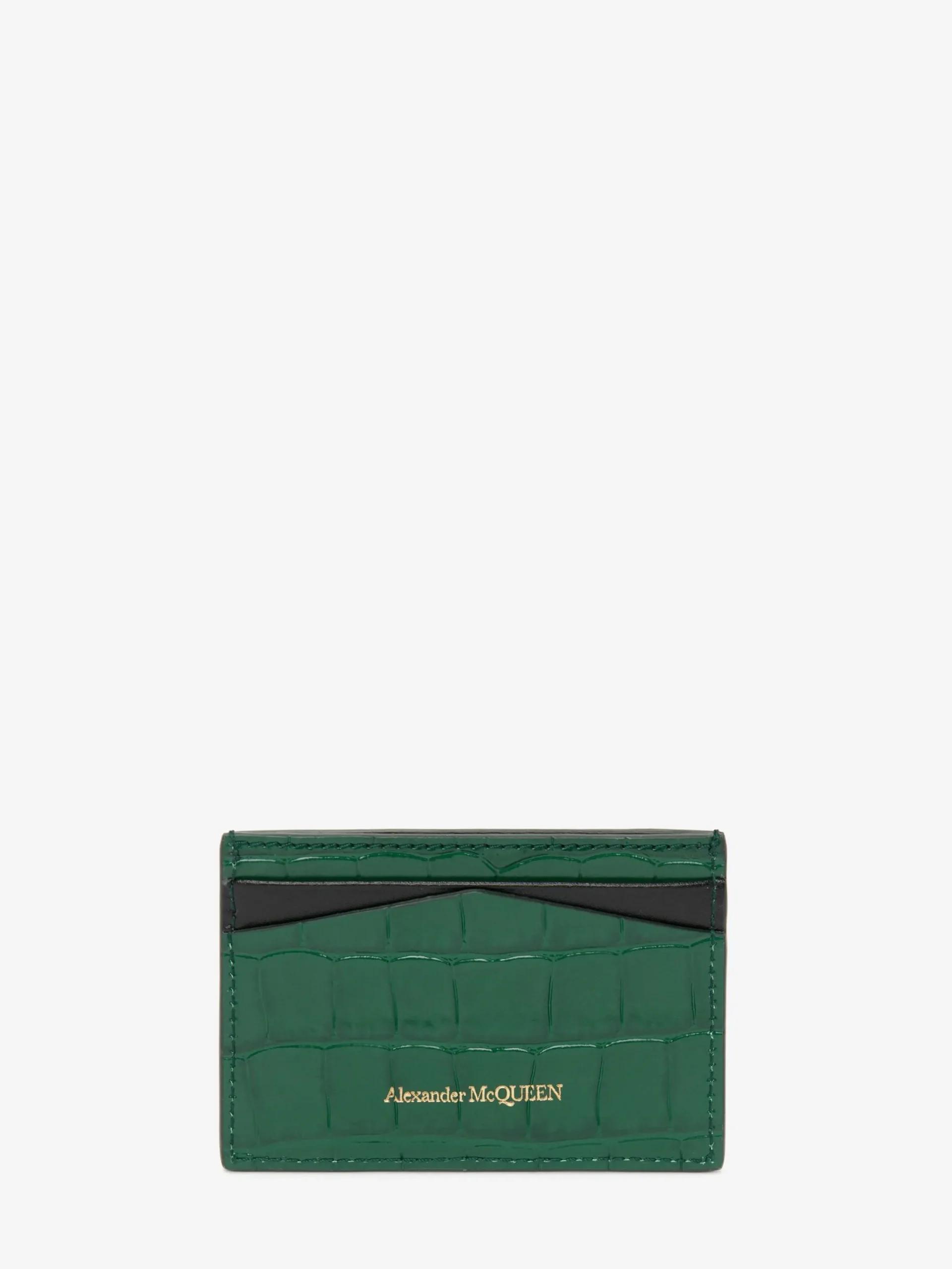 Best Alexander McQueen Women's Embossed Croc Card Holder in Emerald