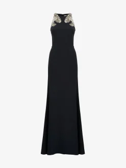 Store Alexander McQueen Women's Embroidered Evening Dress in Black