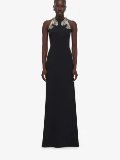 Store Alexander McQueen Women's Embroidered Evening Dress in Black