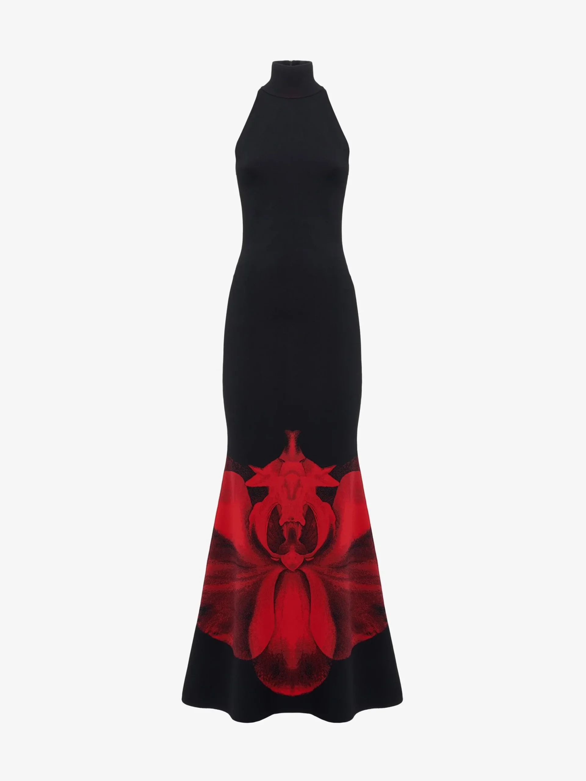 Clearance Alexander McQueen Women's Ethereal Orchid Long Dress in Black/Red