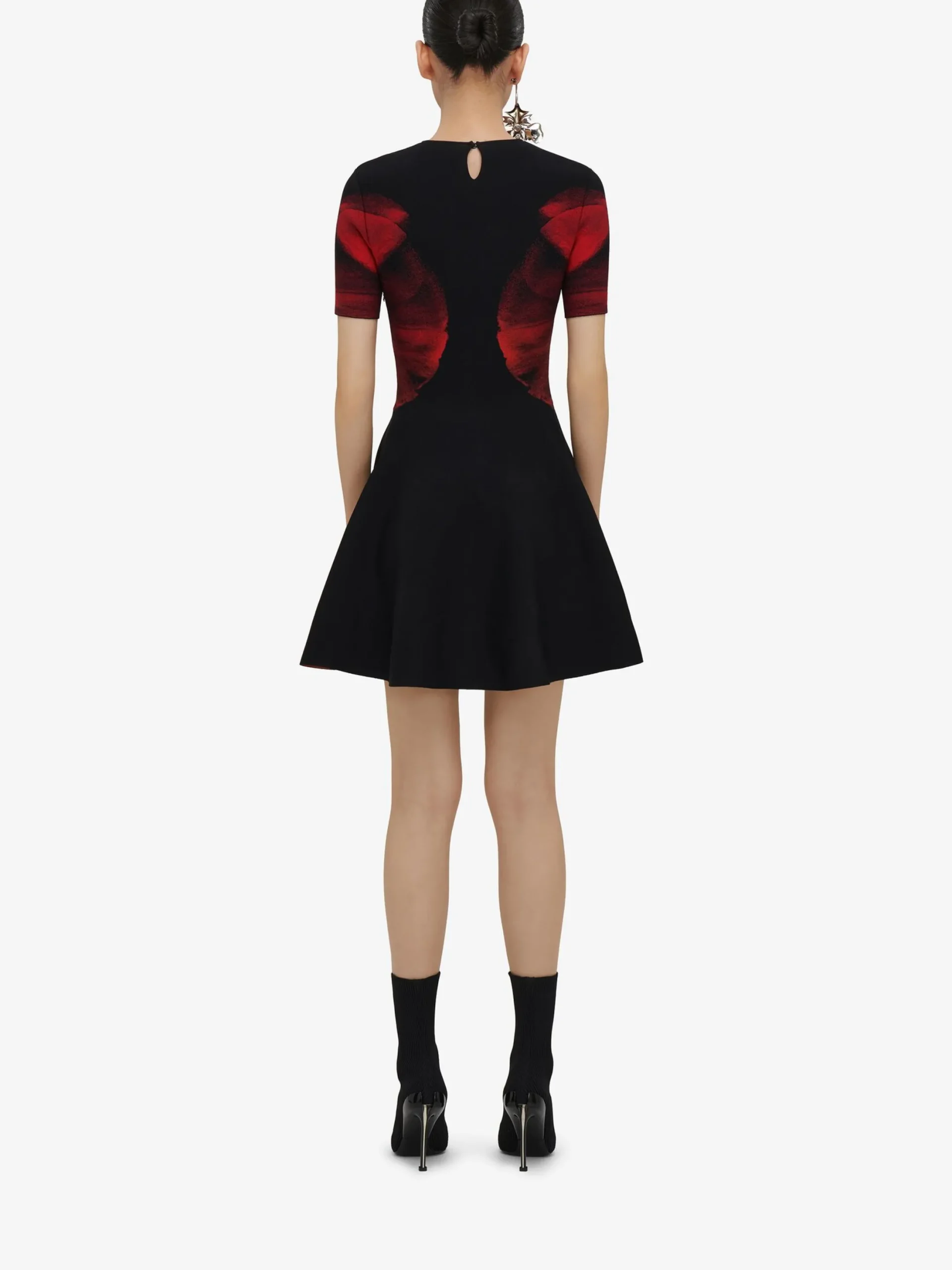 Best Alexander McQueen Women's Ethereal Orchid Mini Dress in Black/Red