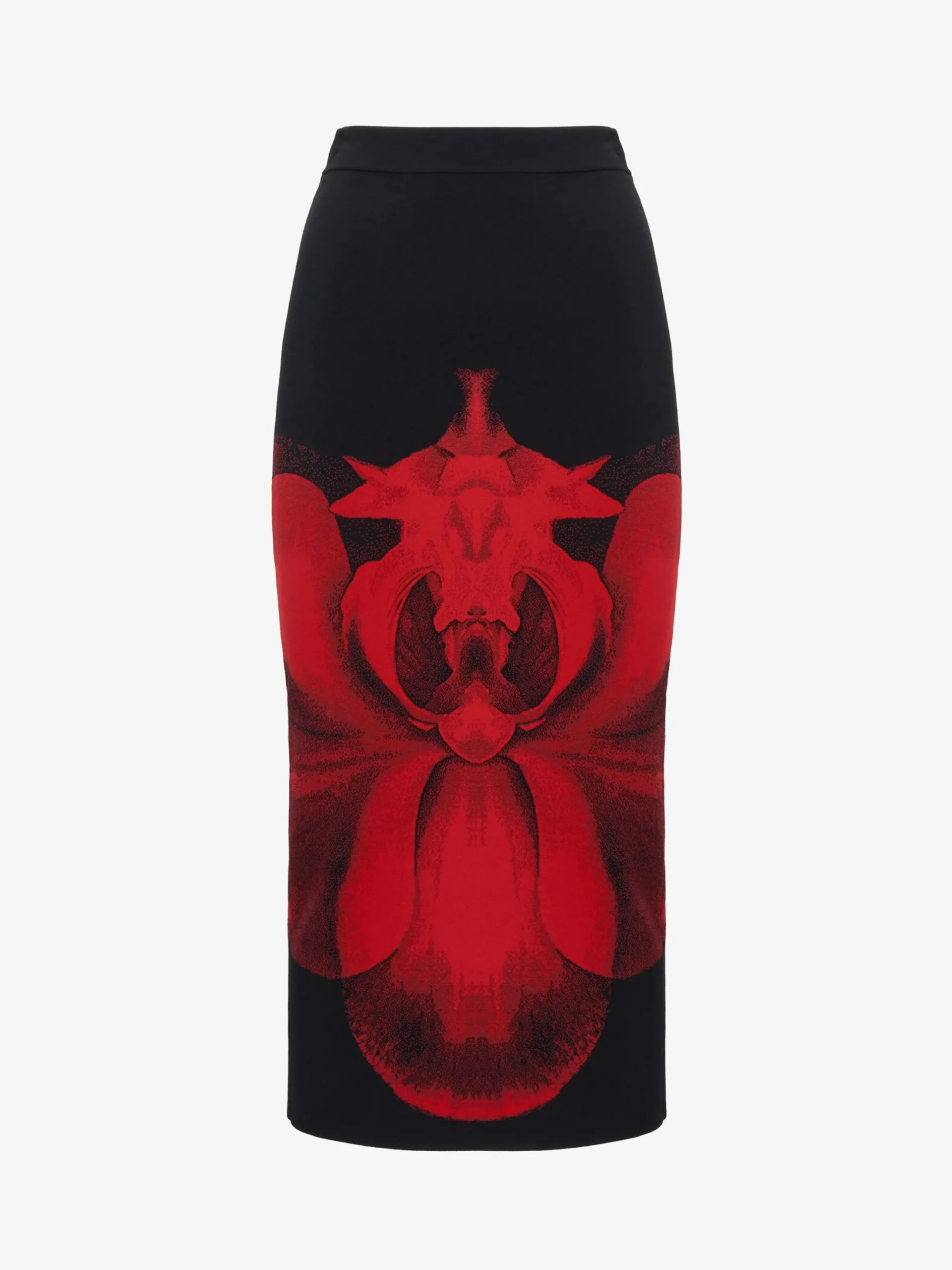 Flash Sale Alexander McQueen Women's Ethereal Orchid Pencil Skirt in Black/Red