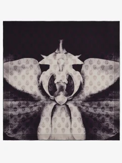 Best Alexander McQueen Women's Exploded Orchid Biker Foulard in Ivory/Black