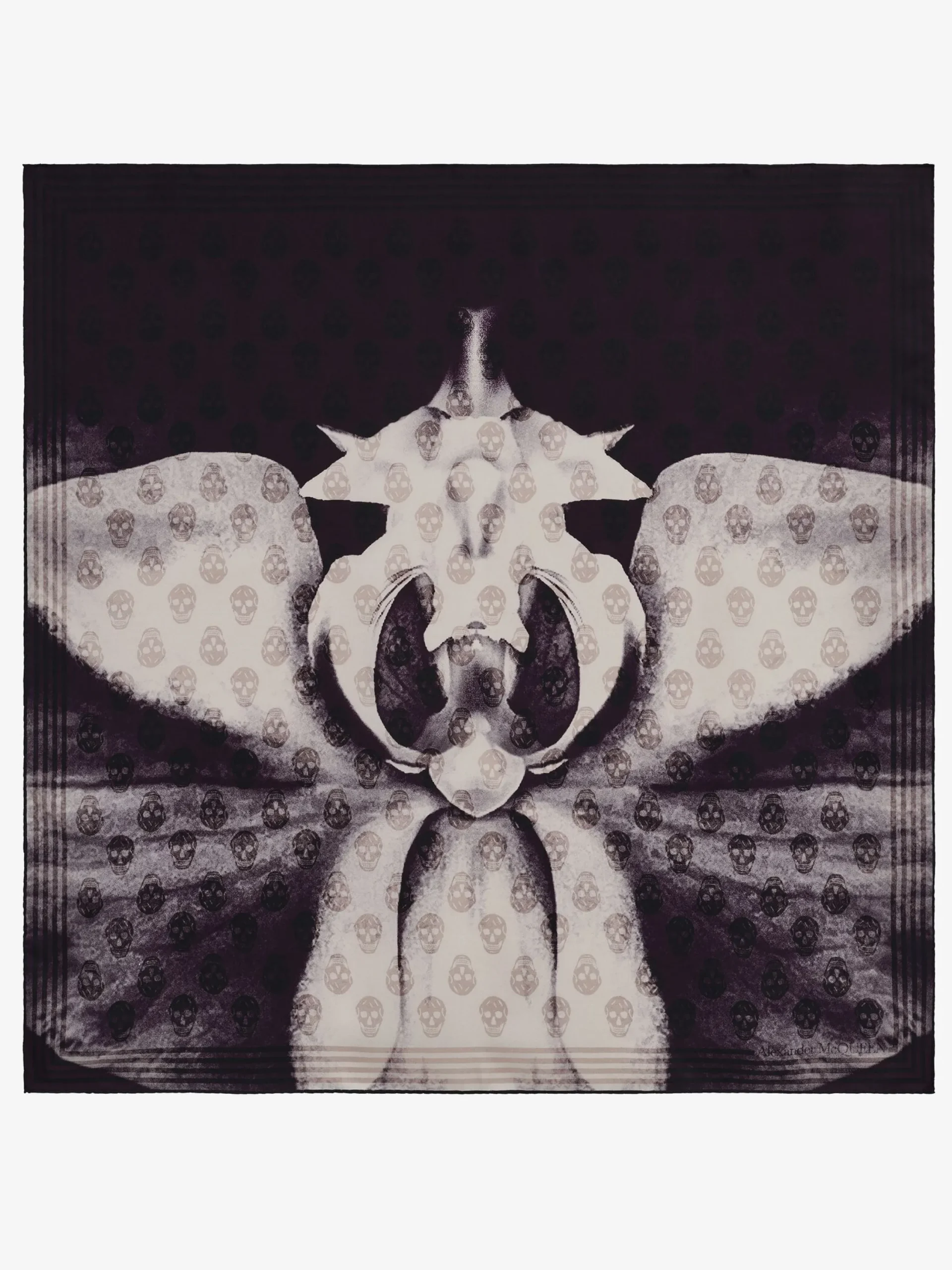 Best Alexander McQueen Women's Exploded Orchid Biker Foulard in Ivory/Black