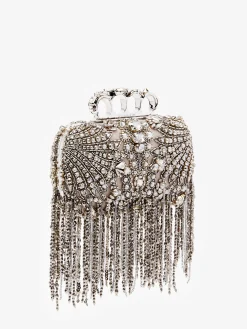 Clearance Alexander McQueen Women's Exploded Victorian Jewel Knuckle Clutch in Silver