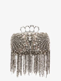 Clearance Alexander McQueen Women's Exploded Victorian Jewel Knuckle Clutch in Silver