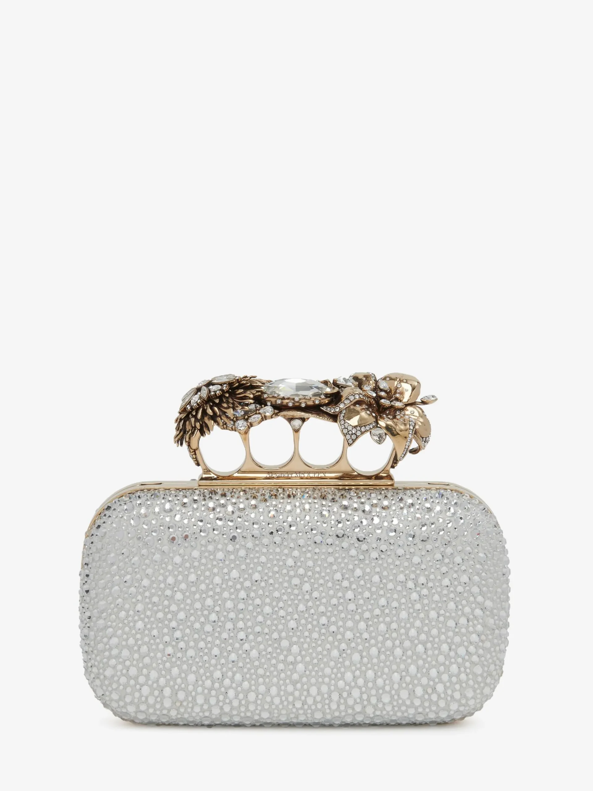 New Alexander McQueen Women's Flower Knuckle Clutch in Silver
