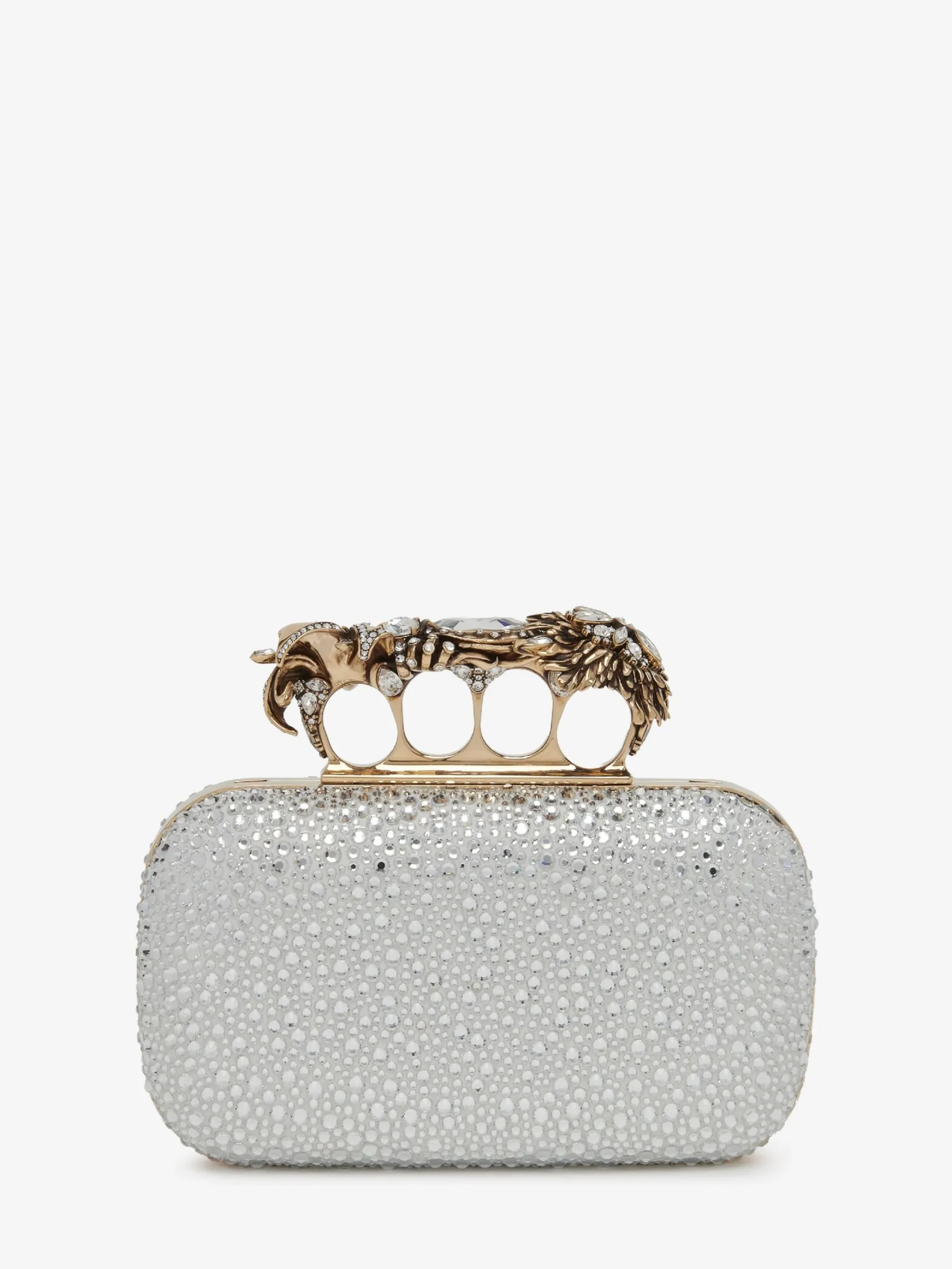 New Alexander McQueen Women's Flower Knuckle Clutch in Silver