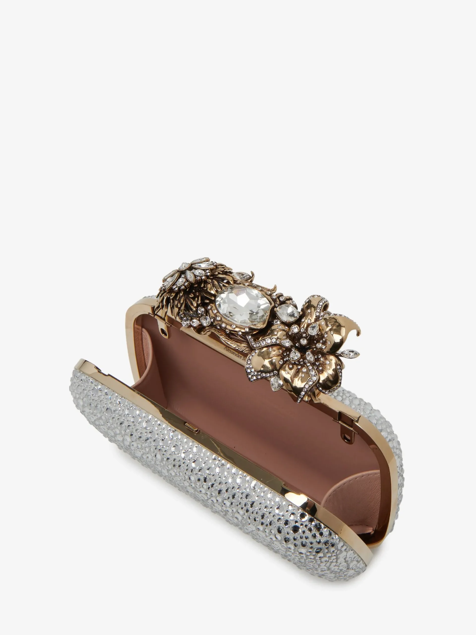 New Alexander McQueen Women's Flower Knuckle Clutch in Silver