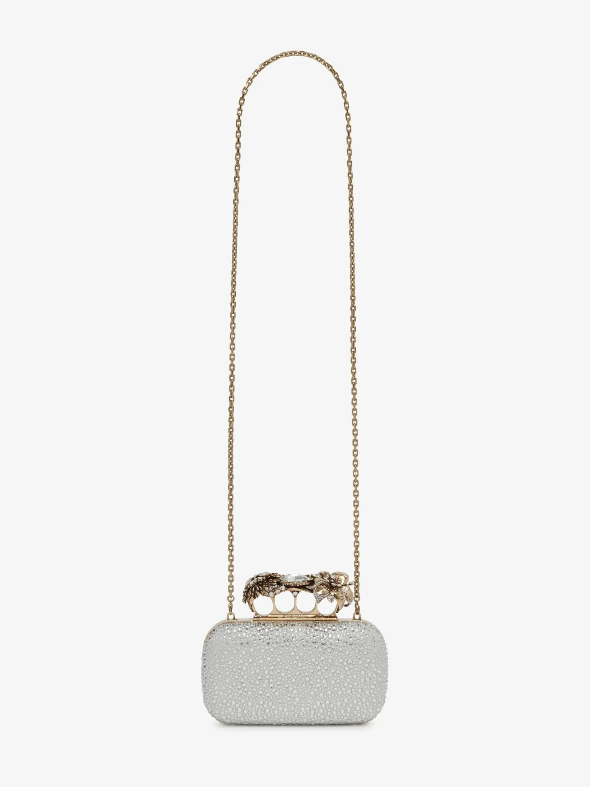 New Alexander McQueen Women's Flower Knuckle Clutch in Silver