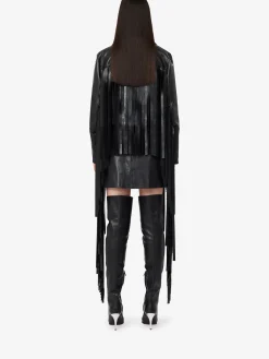 Discount Alexander McQueen Women's Fringed Biker Jacket in Black