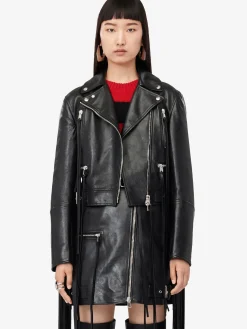 Discount Alexander McQueen Women's Fringed Biker Jacket in Black