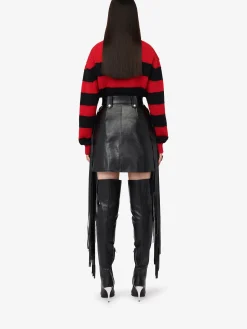 Outlet Alexander McQueen Women's Fringed Biker Mini Skirt in Black