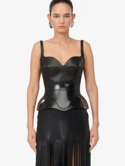 Cheap Alexander McQueen Women's Fringed Leather Pencil Dress in Black