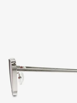 Shop Alexander McQueen Women's Front Piercing Cat-eye Sunglasses in Silver/Pink