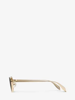 New Alexander McQueen Women's Front Piercing Cat-eye Sunglasses in Light Gold/Smoke