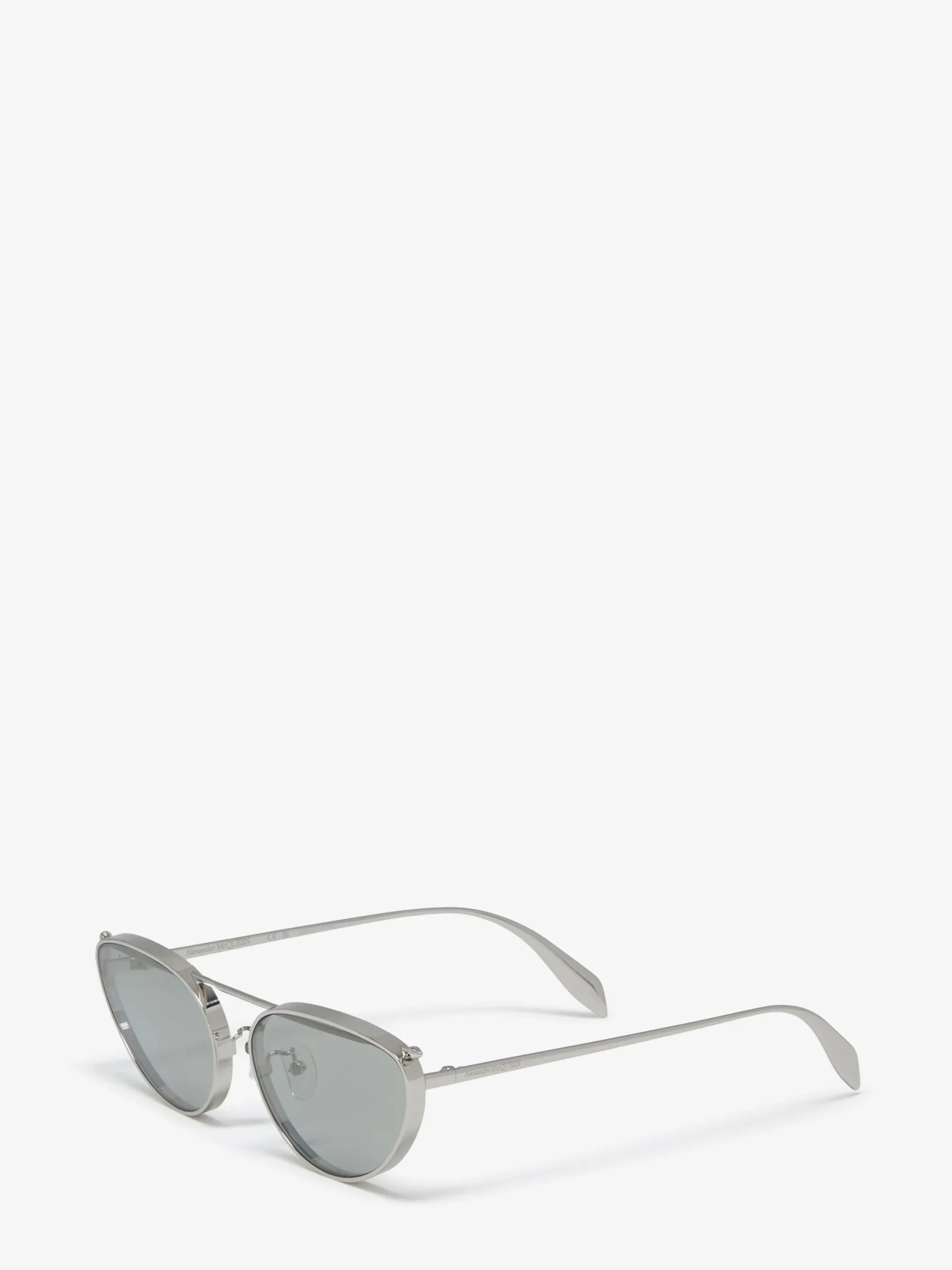Best Alexander McQueen Women's Front Piercing Cat-eye Sunglasses in Silver