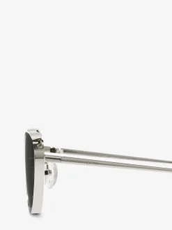 Best Alexander McQueen Women's Front Piercing Cat-eye Sunglasses in Silver