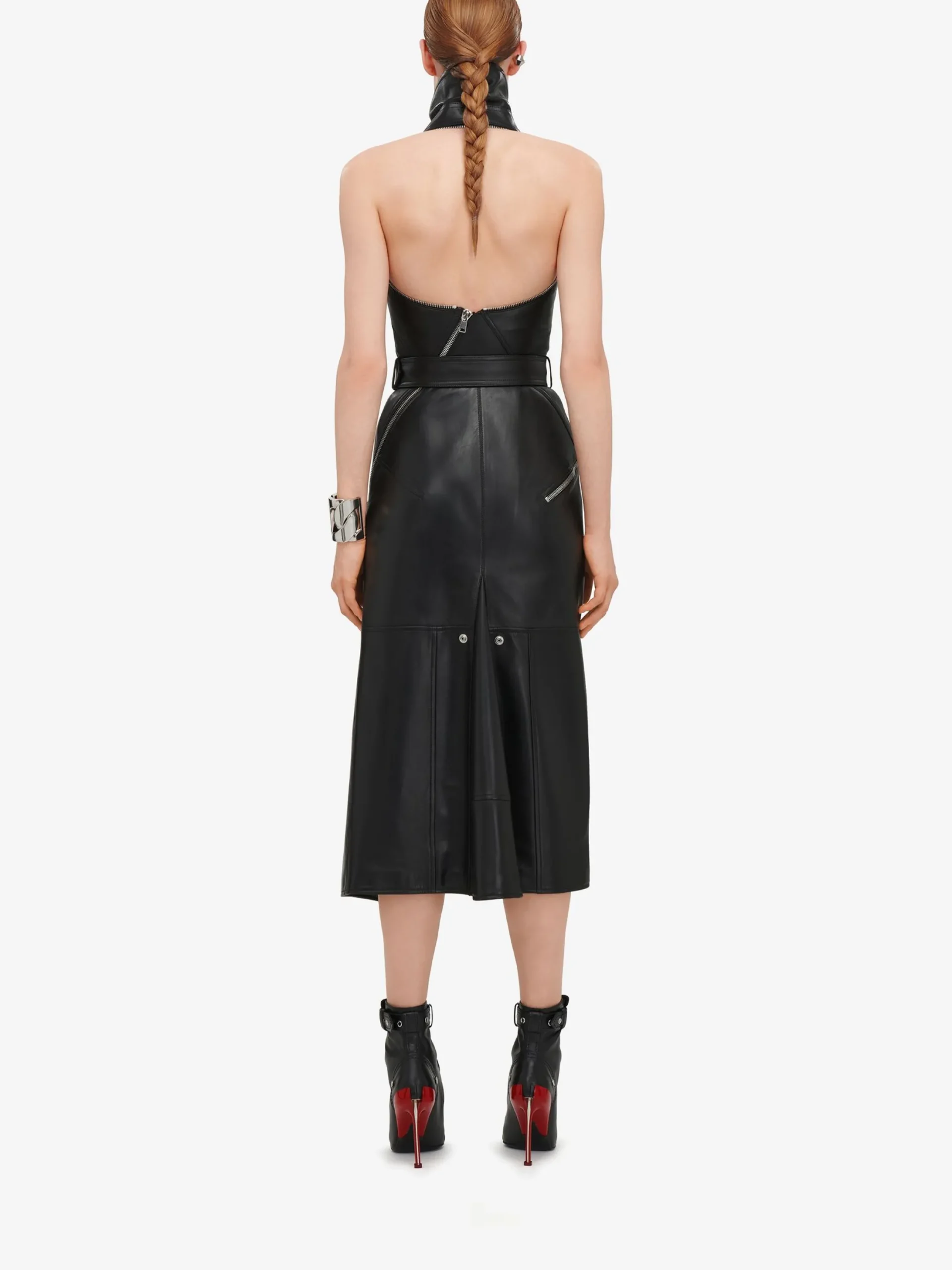 Flash Sale Alexander McQueen Women's Funnel Neck Biker Dress in Black
