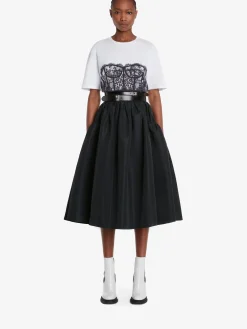 Cheap Alexander McQueen Women's Gathered Midi Skirt in Black