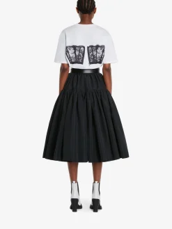 Cheap Alexander McQueen Women's Gathered Midi Skirt in Black
