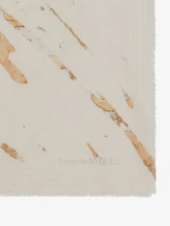 Online Alexander McQueen Women's Gold Floral Splash Shawl in Ivory/Gold