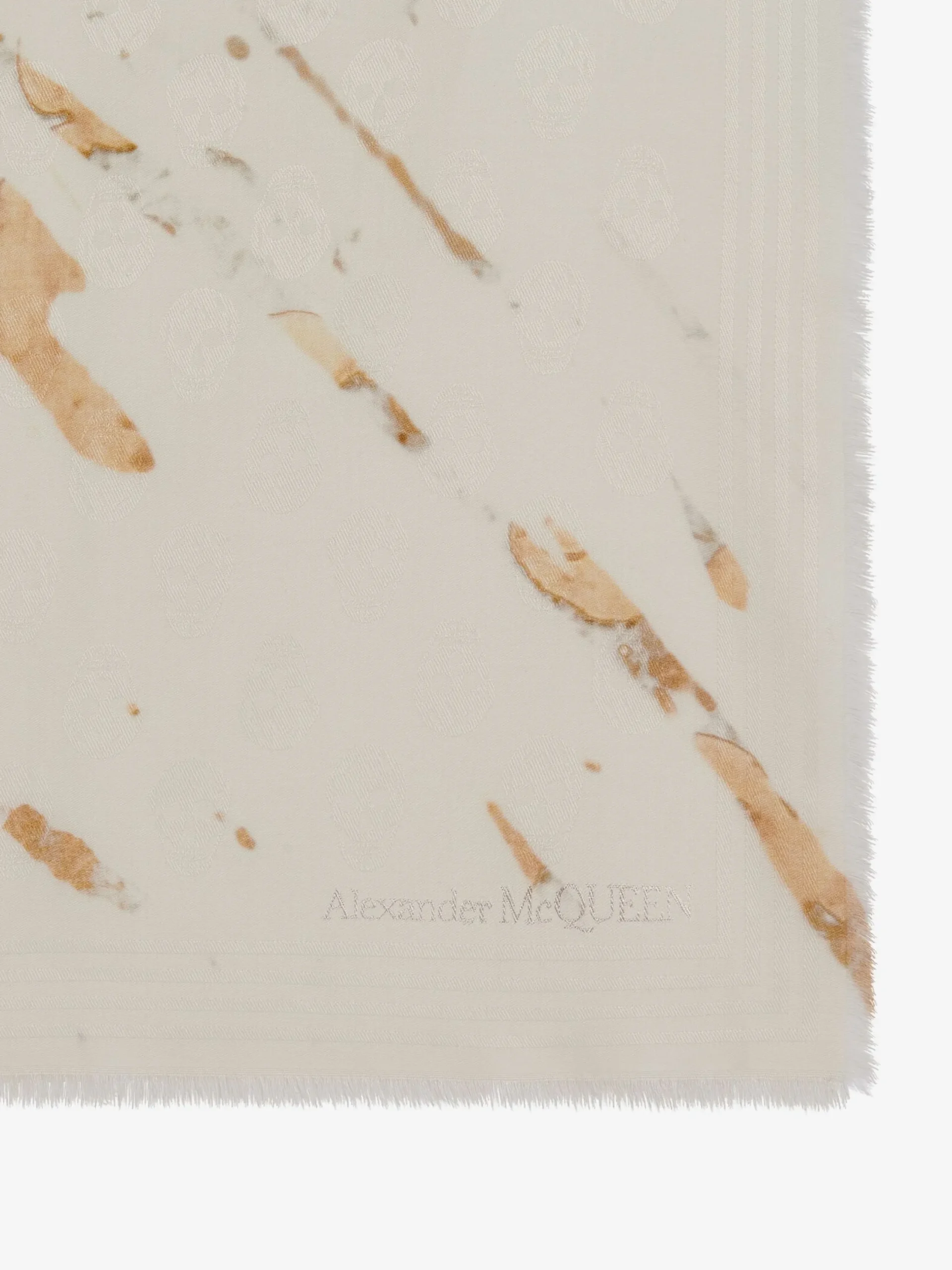 Online Alexander McQueen Women's Gold Floral Splash Shawl in Ivory/Gold