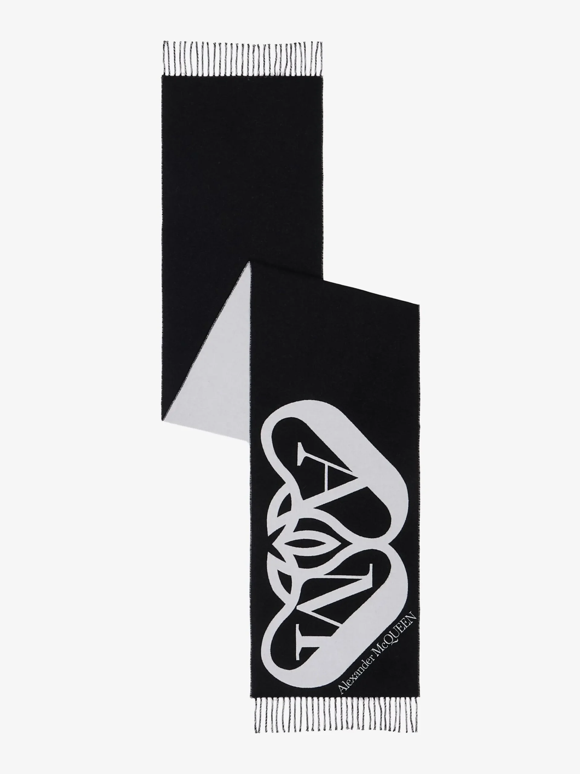 Outlet Alexander McQueen Women's Half Seal Logo Scarf in Black/Ivory