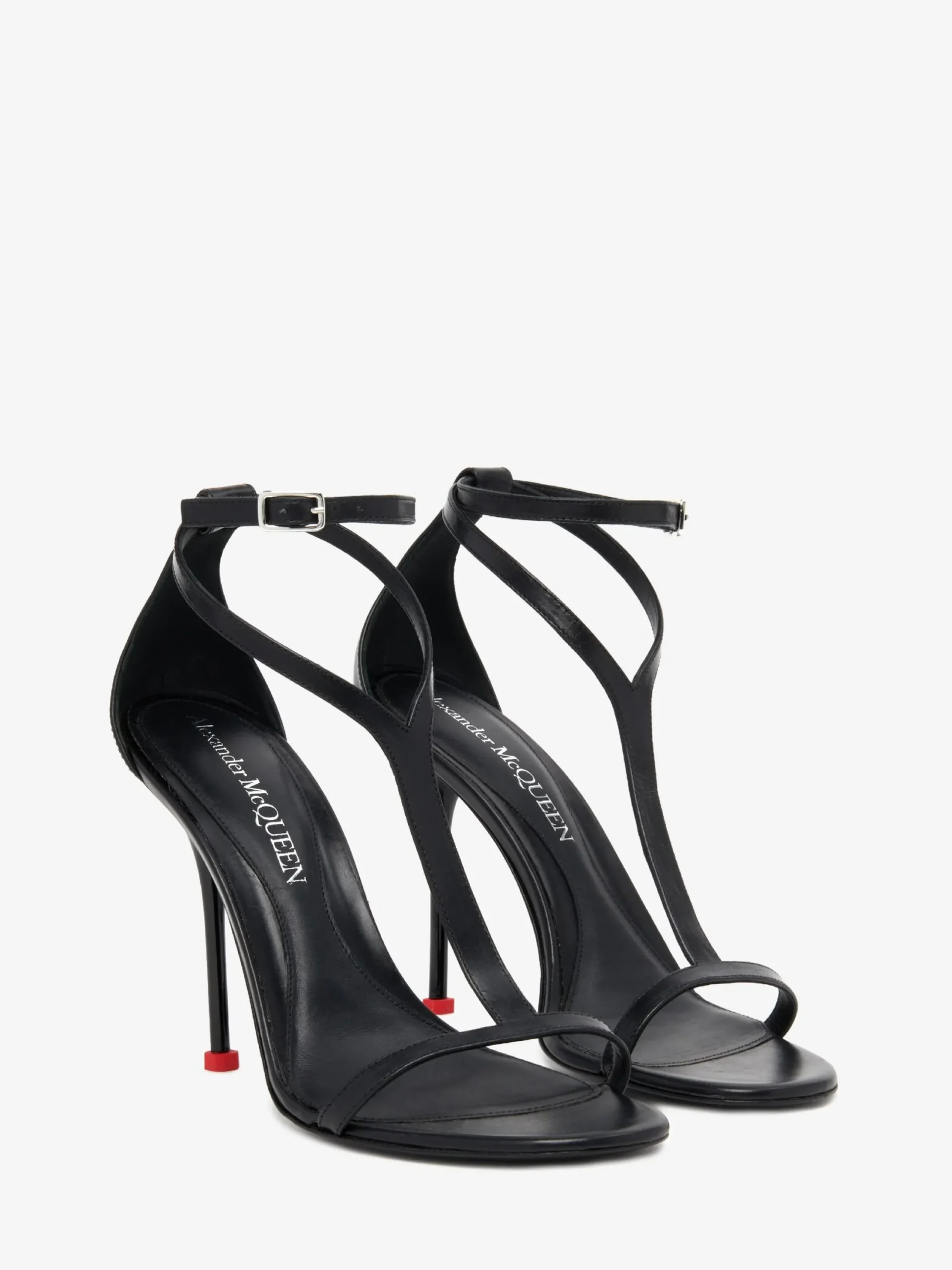 Outlet Alexander McQueen Women's Harness Sandal in Black/Lust Red