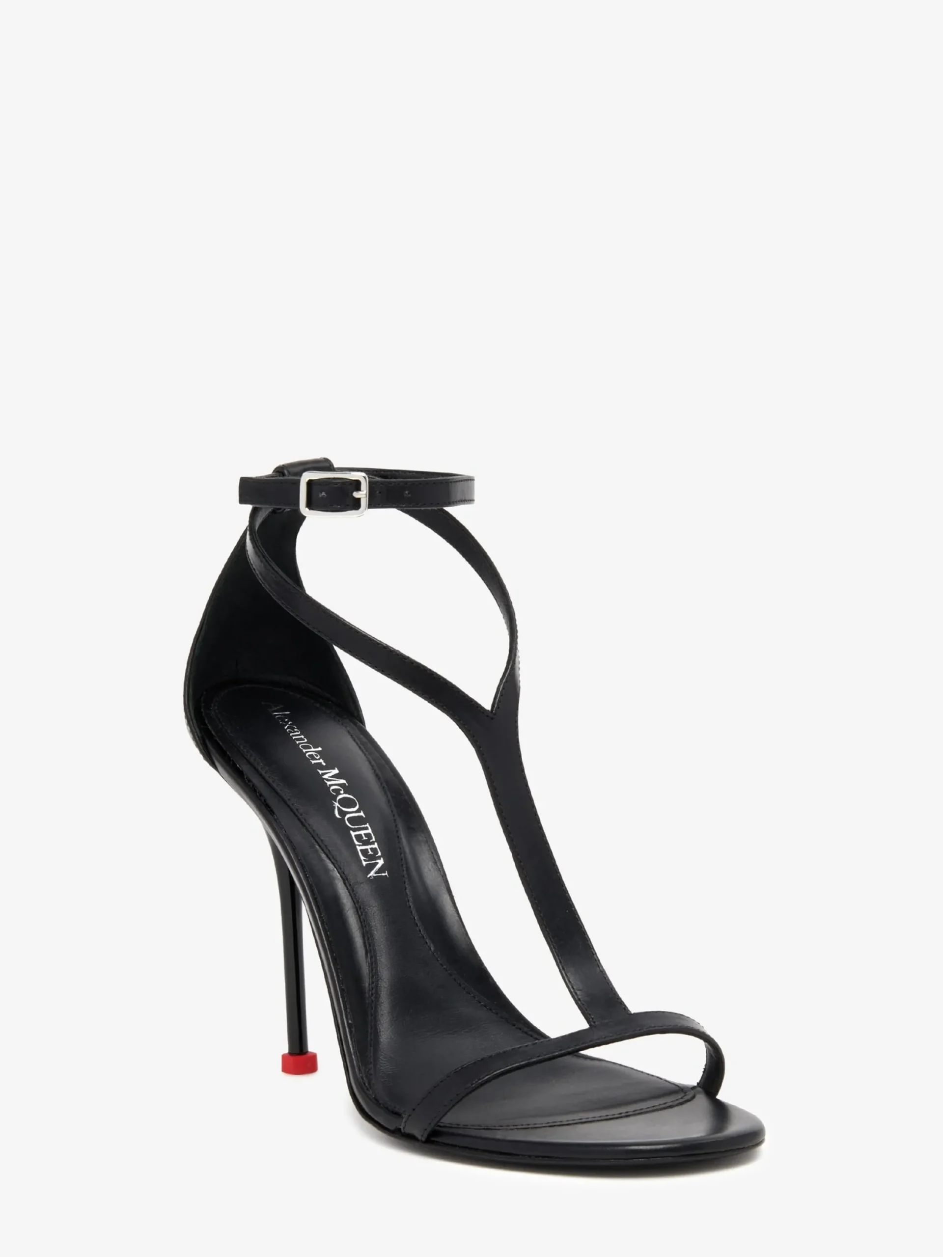 Outlet Alexander McQueen Women's Harness Sandal in Black/Lust Red