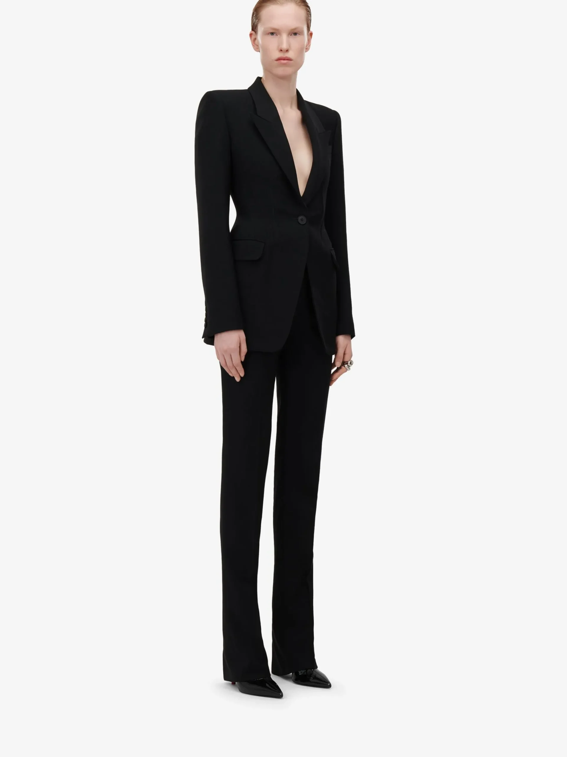 Flash Sale Alexander McQueen Women's High-waisted Cigarette Trousers in Black