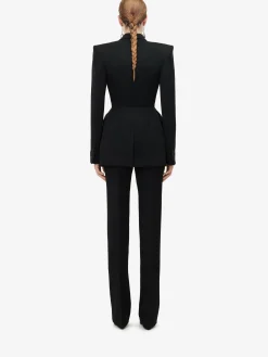 Best Sale Alexander McQueen Women's High-waisted Cigarette Trousers in Black