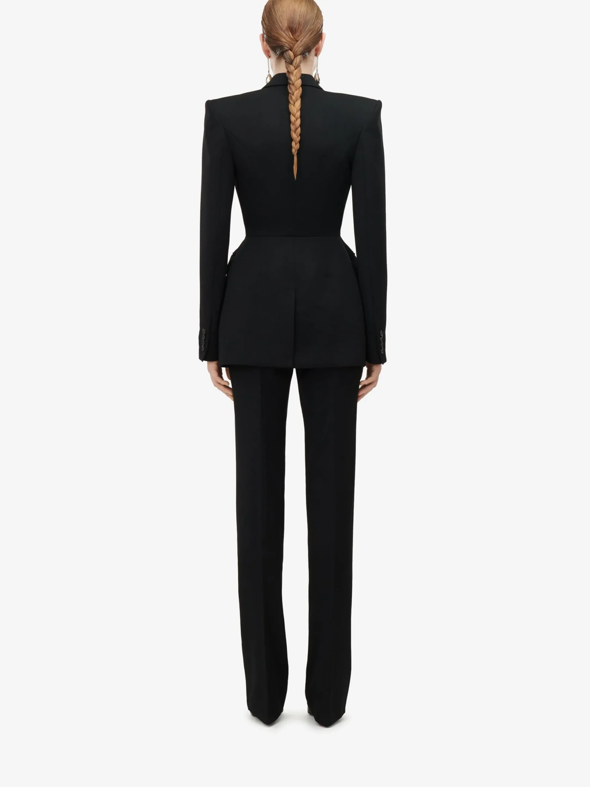 Best Sale Alexander McQueen Women's High-waisted Cigarette Trousers in Black